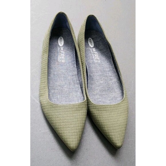 Dr. Scholls Womens 9.5 Aston Flats Green Pointy Toe Manmade Vegan - Picture 1 of 8